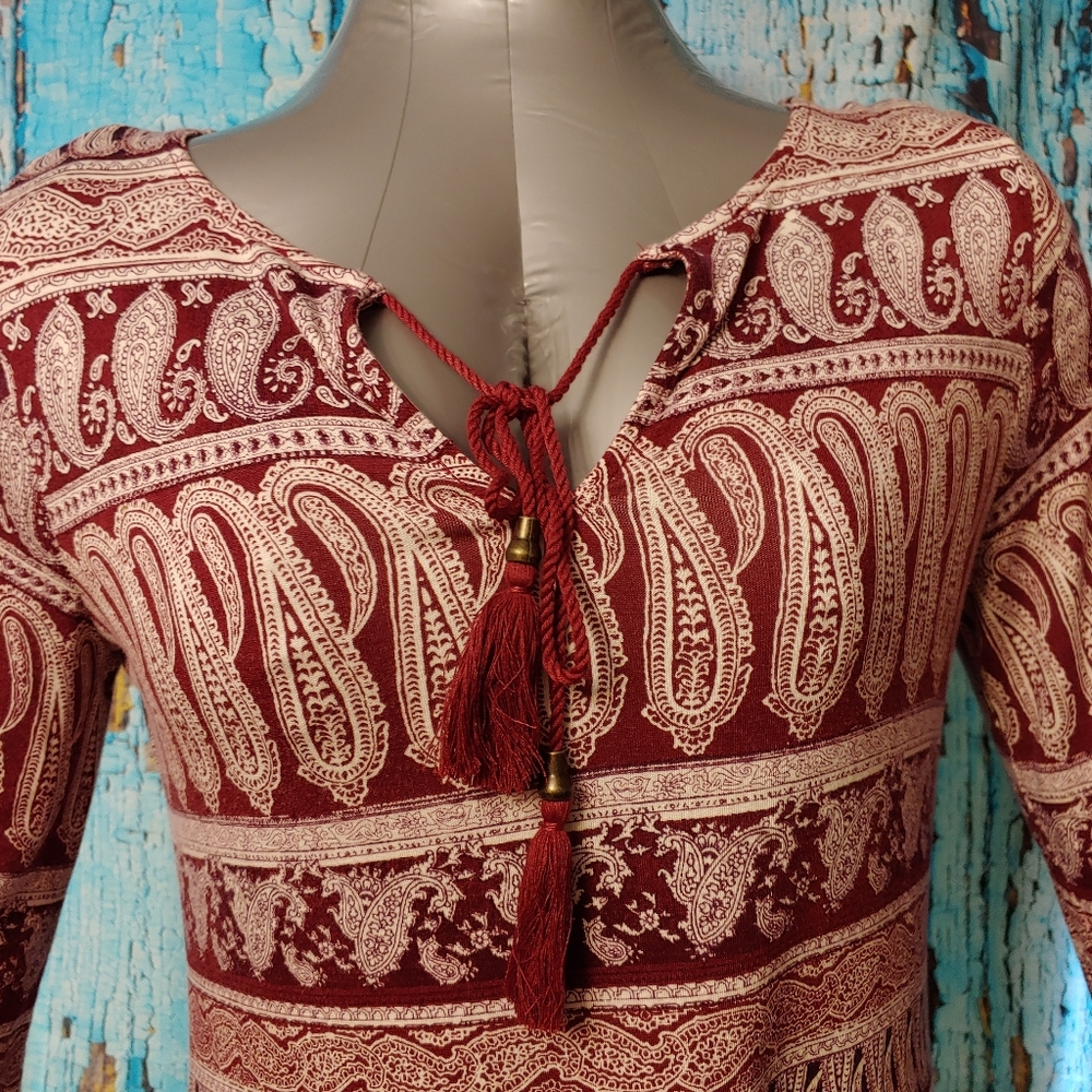 Rose+Olive long sleeve Burgundy paisley shirt - Picture 5 of 14